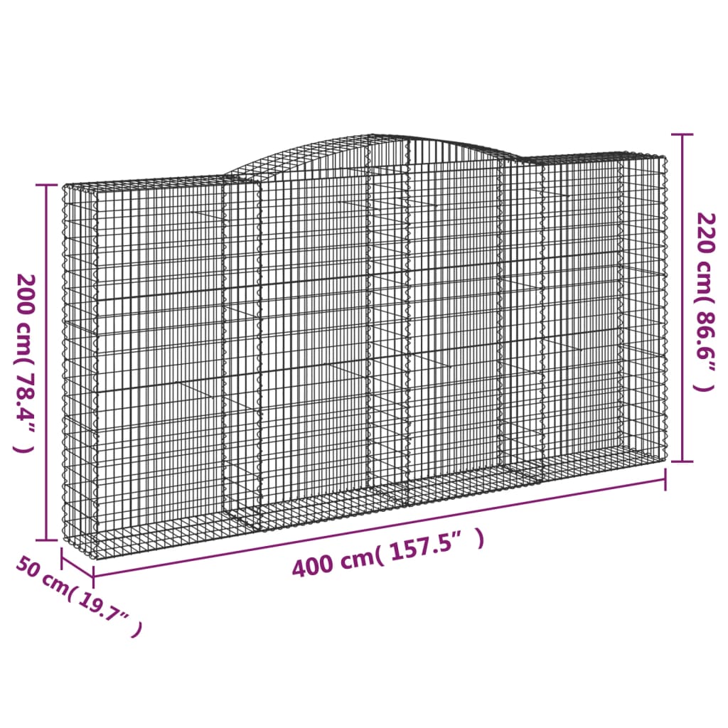 Lučne gabionske košare 6 kom 400x50x200/220cm pocinčano željezo