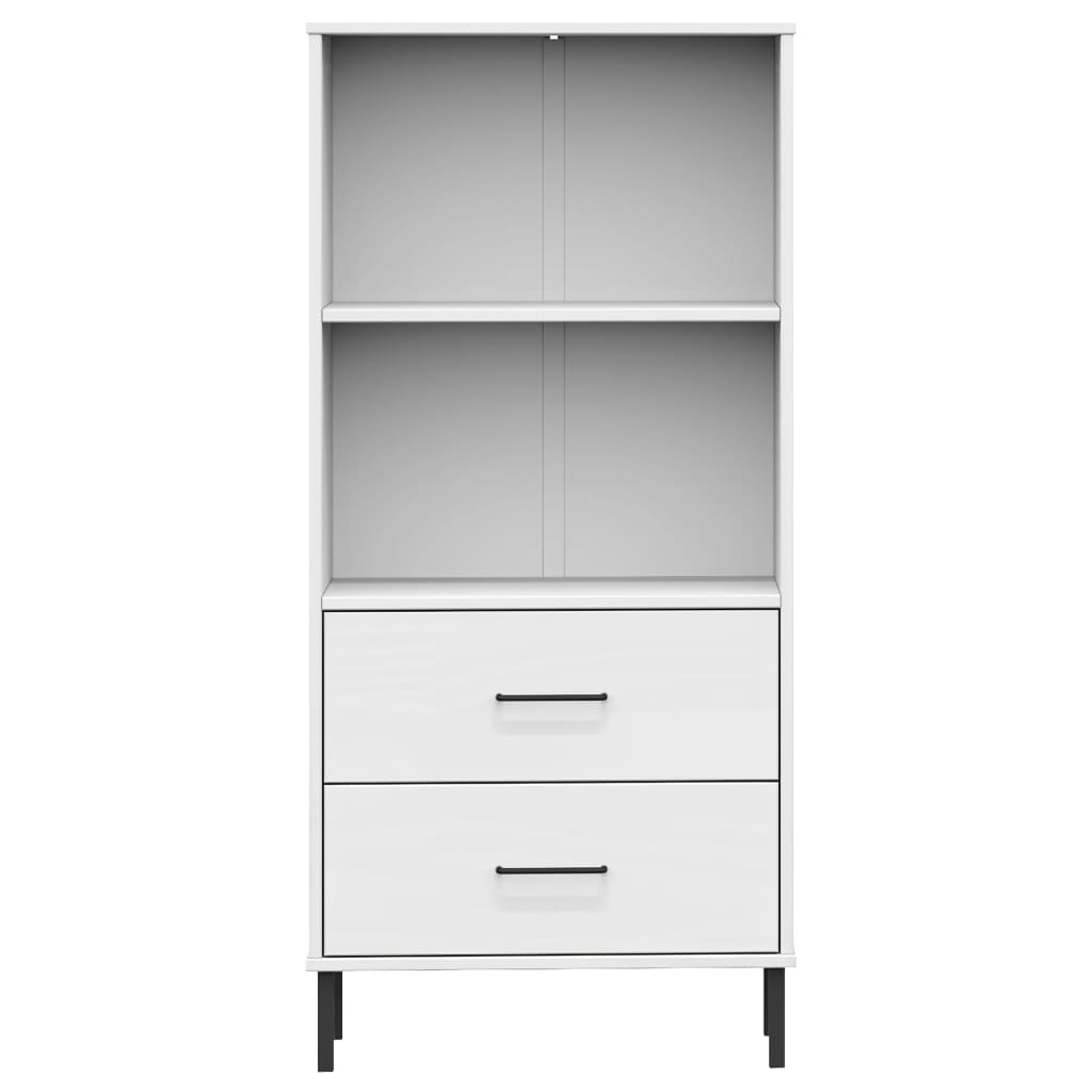 Regal knjige s 2 ladice bijeli 60x35x128,5 cm masivno drvo OSLO