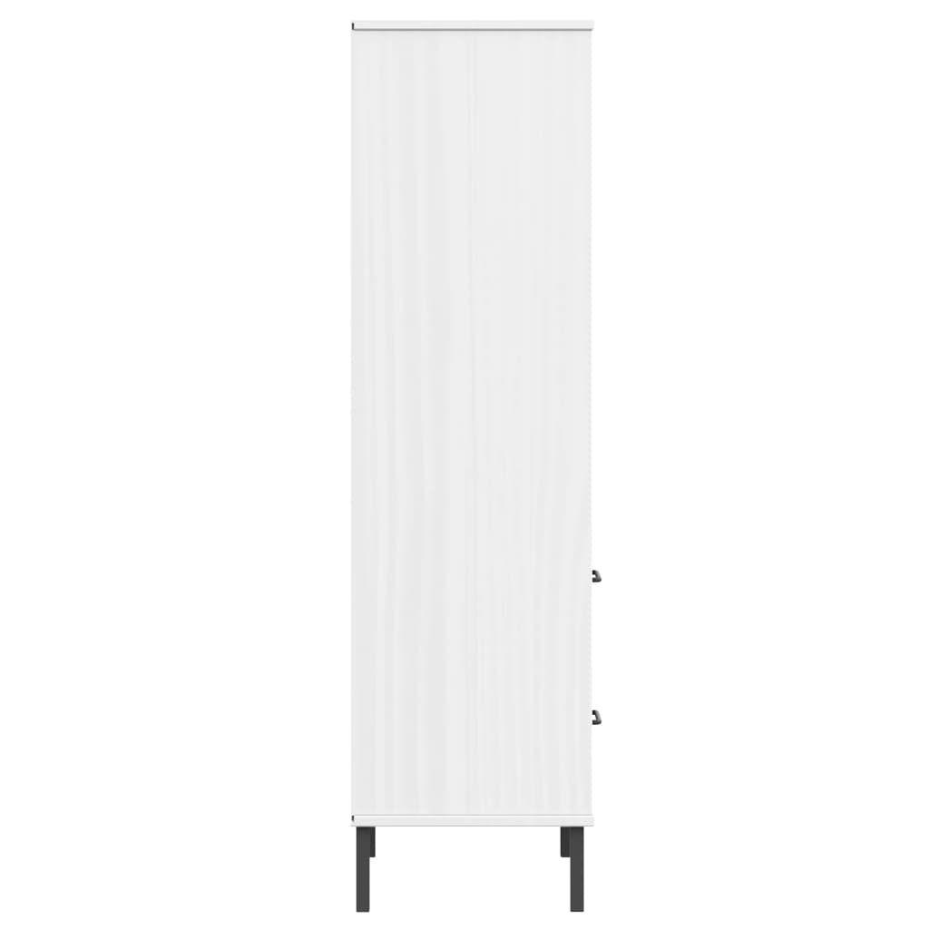 Regal knjige s 2 ladice bijeli 60x35x128,5 cm masivno drvo OSLO