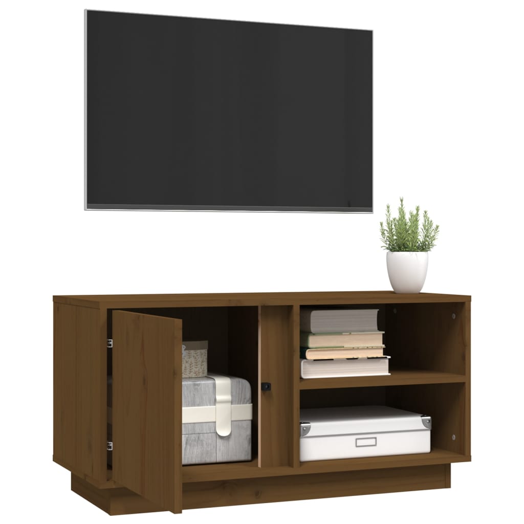 TV ormarić smeđa boja meda 80x34x40,5 cm od masivne borovine