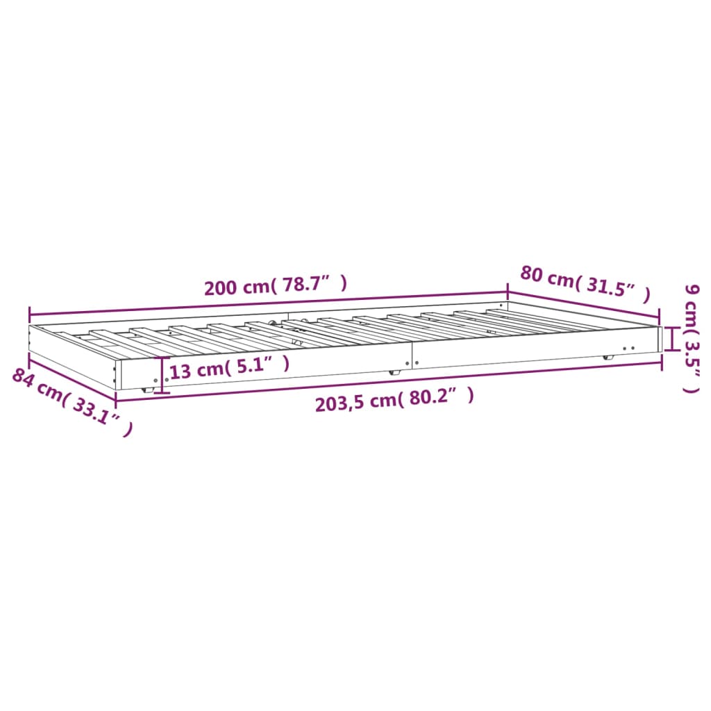 Okvir za krevet smeđa boja meda 80 x 200 cm od masivne borovine