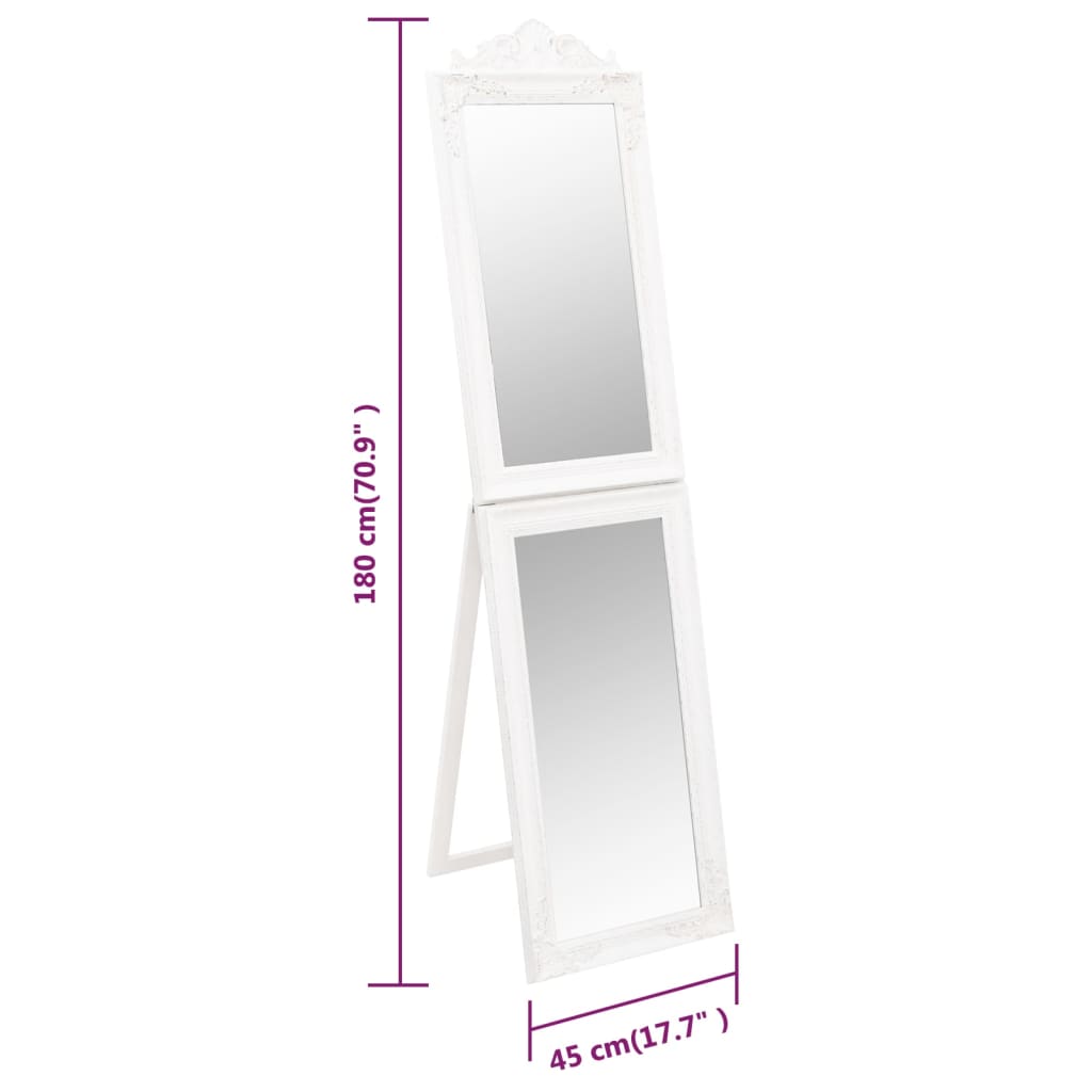 Samostojeće ogledalo bijelo 45 x 180 cm