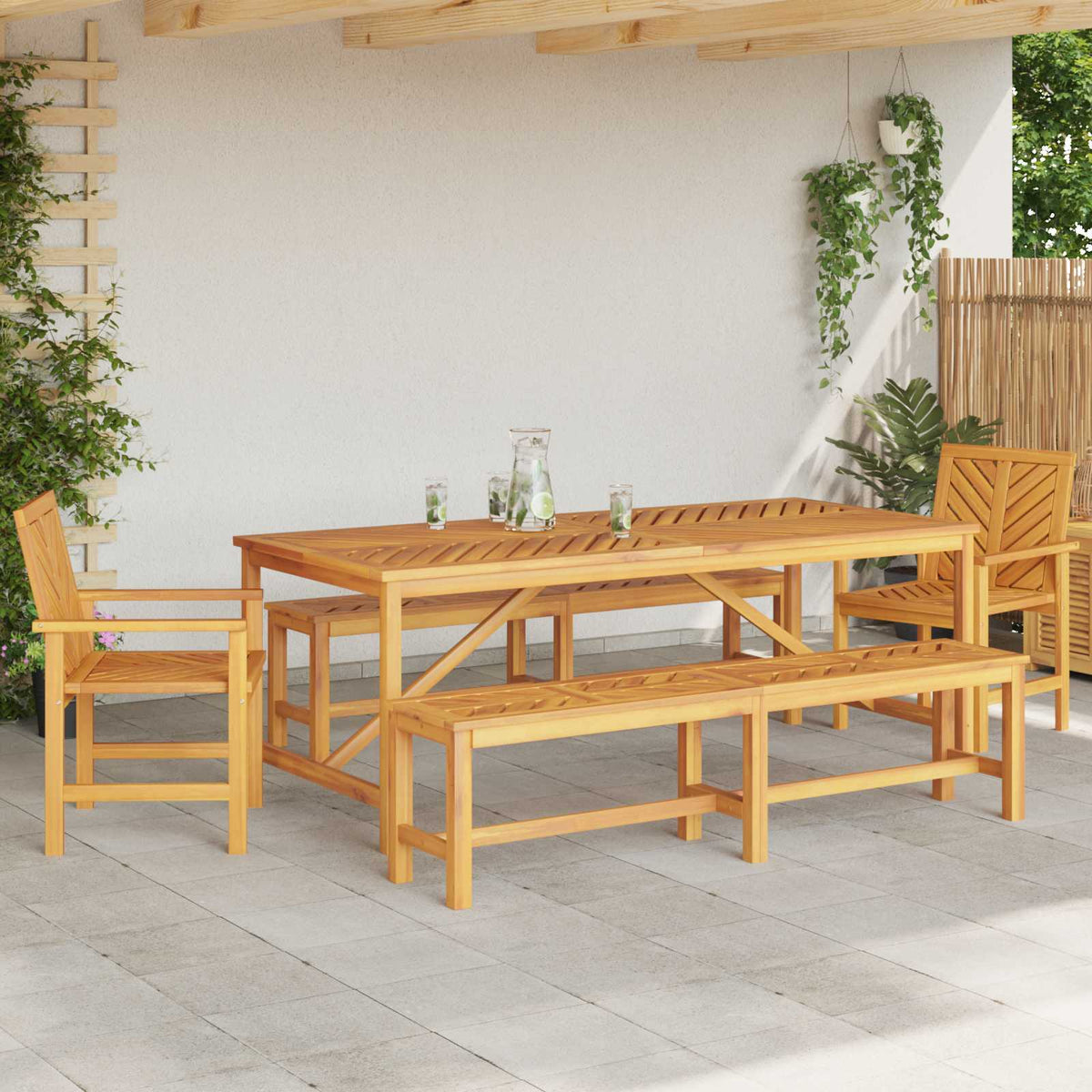 Vrtni set za objed 5 kom. Smeđa 200 x 90 x 74 cm
