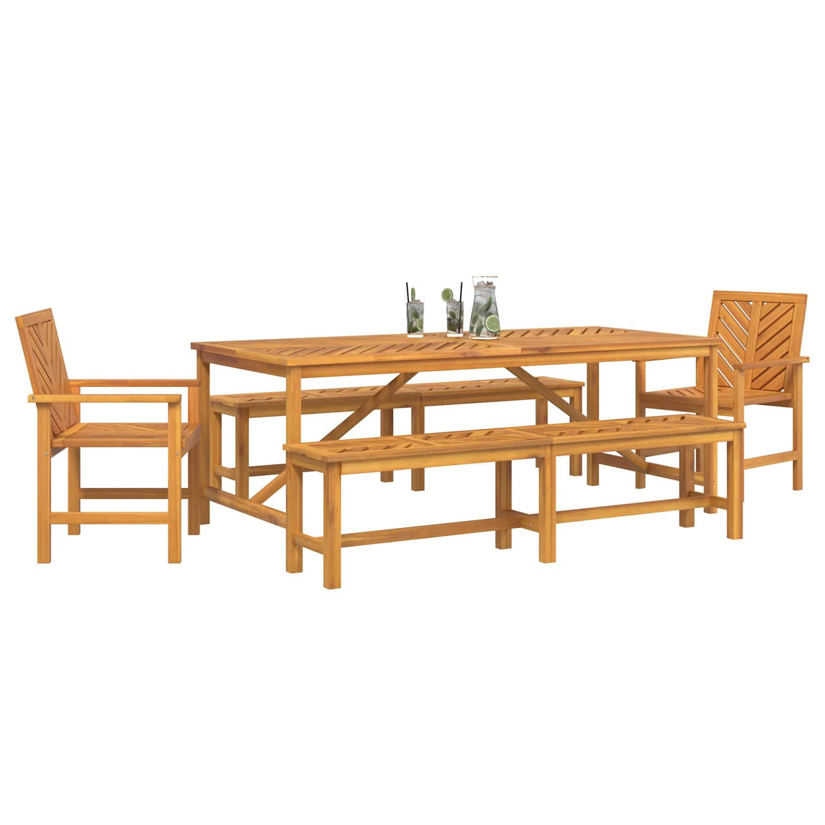 Vrtni set za objed 5 kom. Smeđa 200 x 90 x 74 cm
