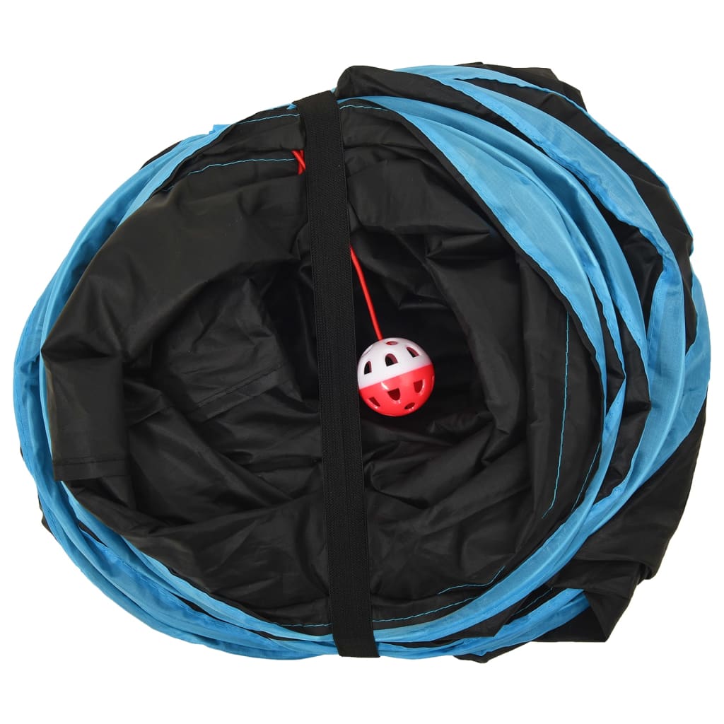 Mačji tunel 3-smjerni crno-plavi 25 cm poliester