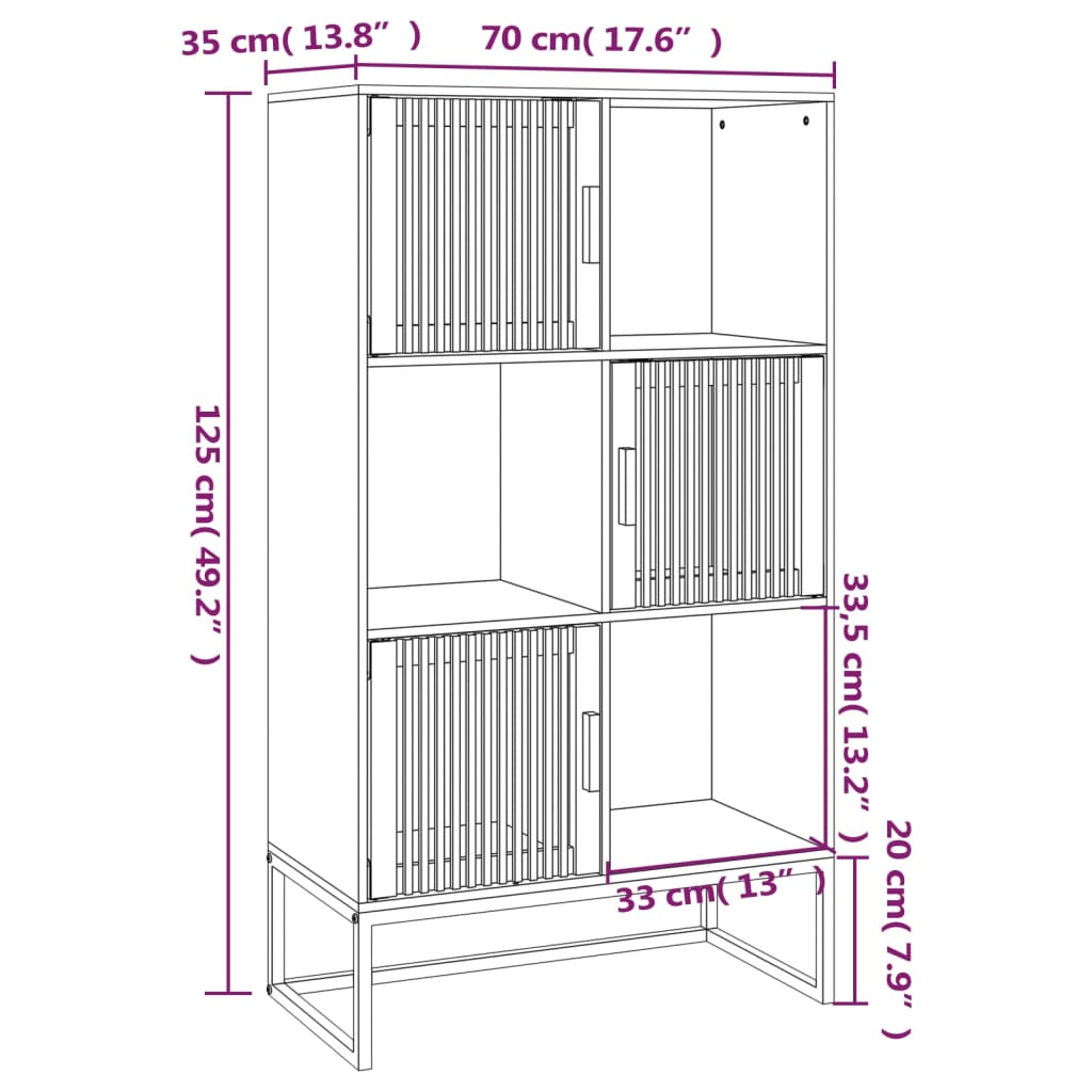 Visoka komoda crna 70 x 35 x 125 cm od konstruiranog drva