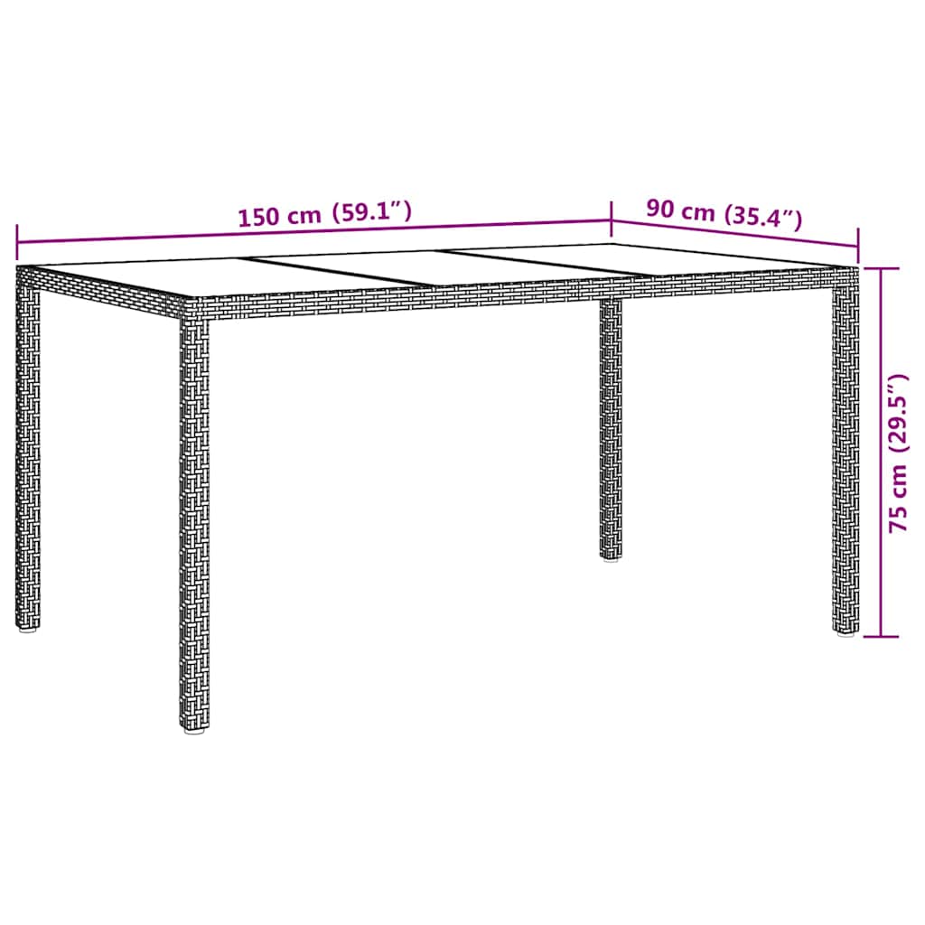 Stol za vrt Smeđa 150 x 90 x 75 cm poliratan