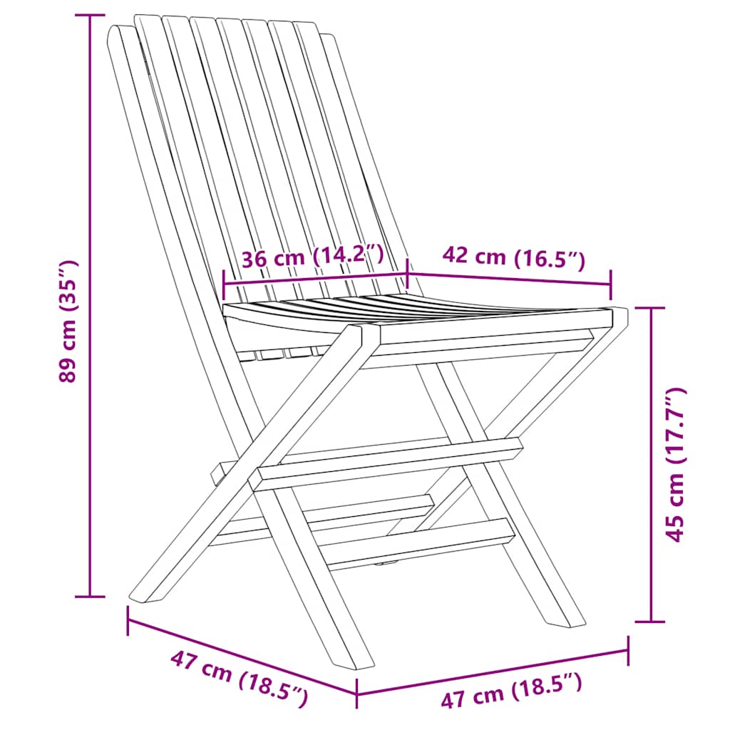 Sklopive vrtne stolice 6 kom 47x47x89 cm od masivne tikovine