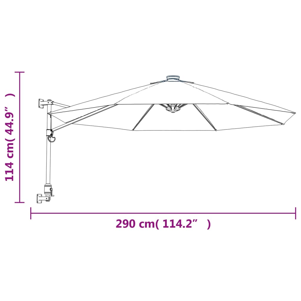 Zidni suncobran svjetlozeleni 290 cm
