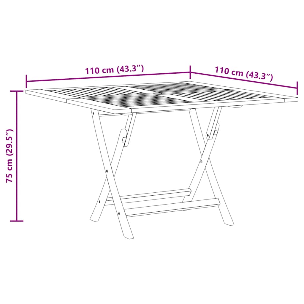 Sklopivi vrtni stol 110x110x75 cm od masivne tikovine