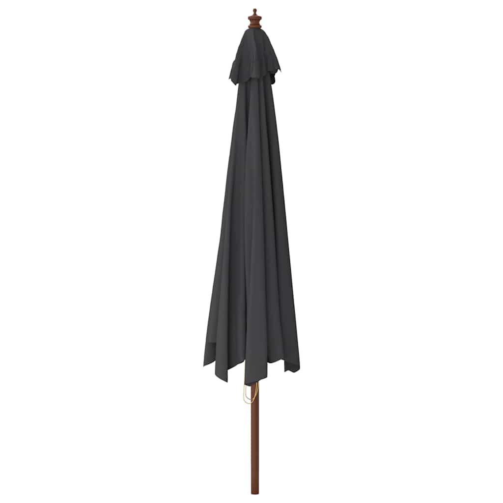 Vrtni suncobran s drvenim stupom crni 400 x 273 cm