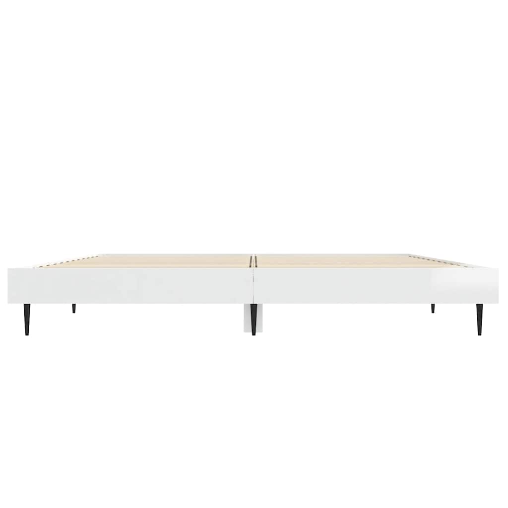 Okvir za krevet visoki sjaj bijeli 140x190 cm konstruirano drvo