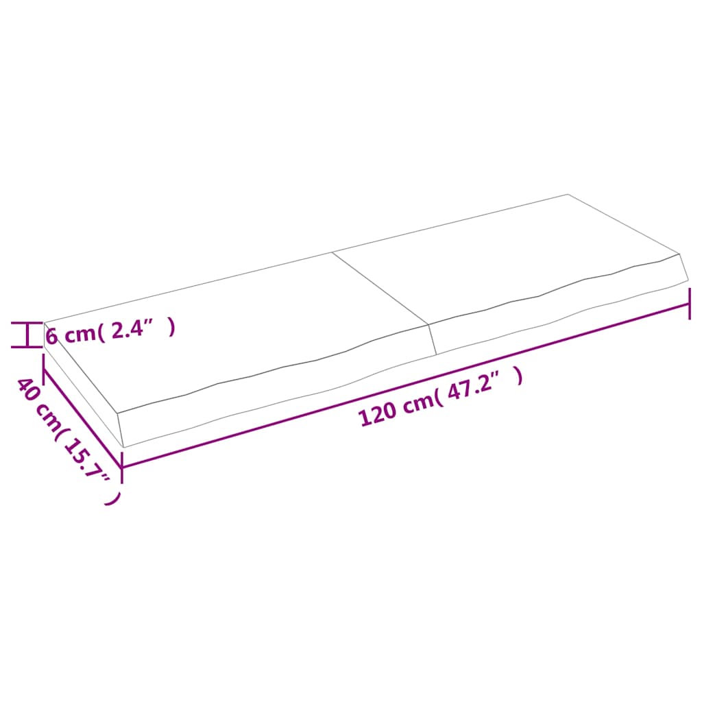 Zidna polica tamnosmeđa 120x40x(2-6) cm od obrađene hrastovine