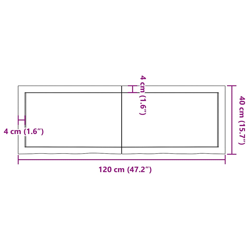 Zidna polica tamnosmeđa 120x40x(2-6) cm od obrađene hrastovine