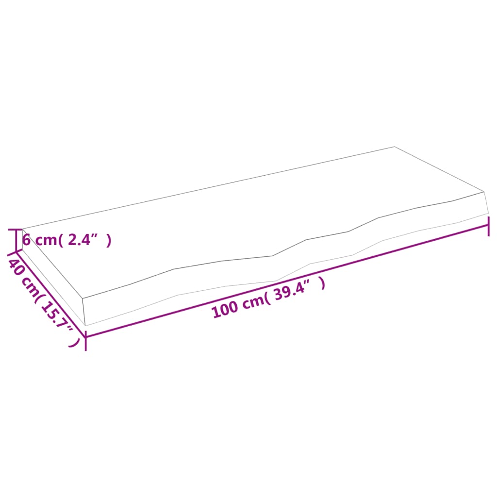 Kupaonska radna ploča svjetlosmeđa 100x40x(2-6) cm masivno drvo