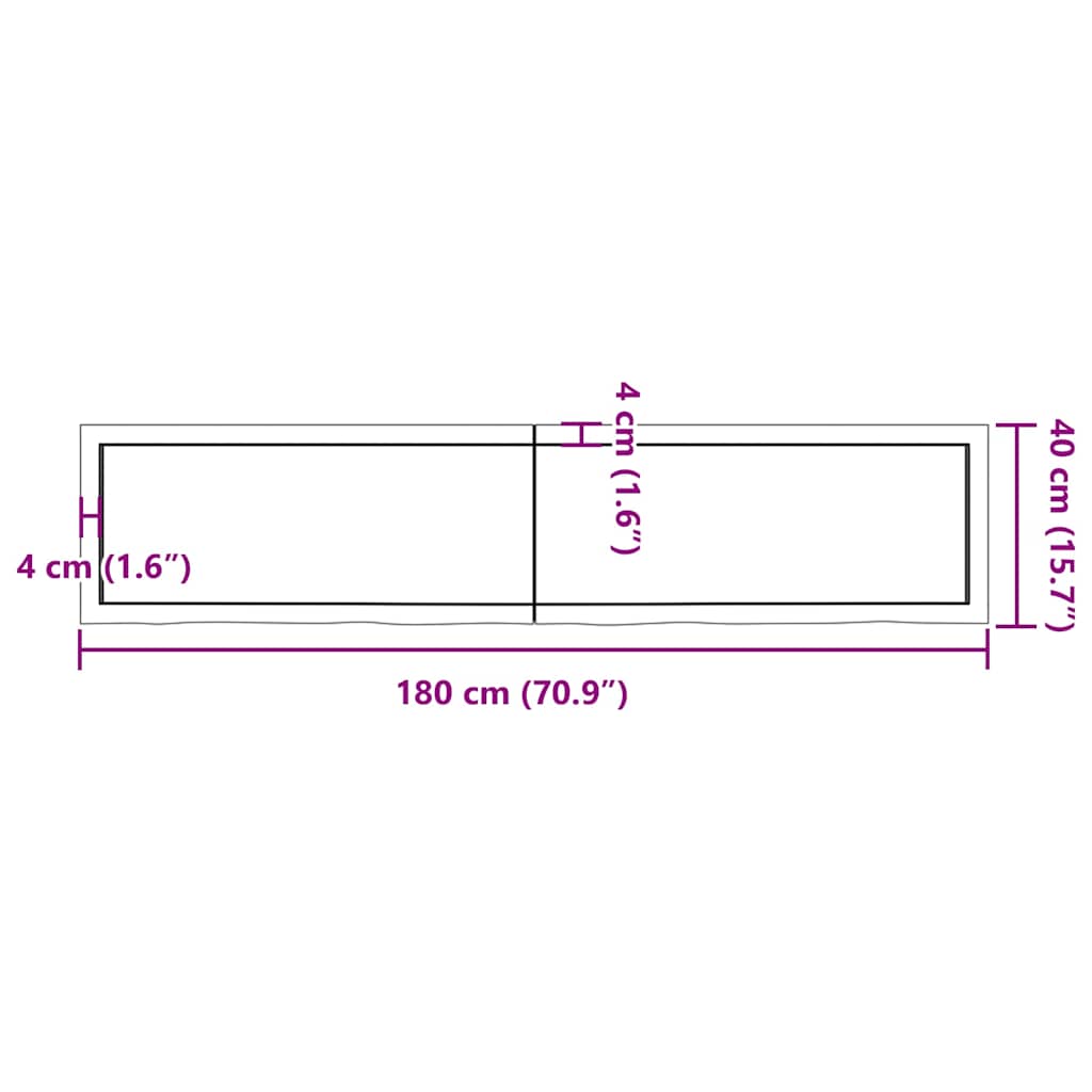 Stolna ploča svjetlosmeđa 180x40x(2-4) cm tretirana hrastovina