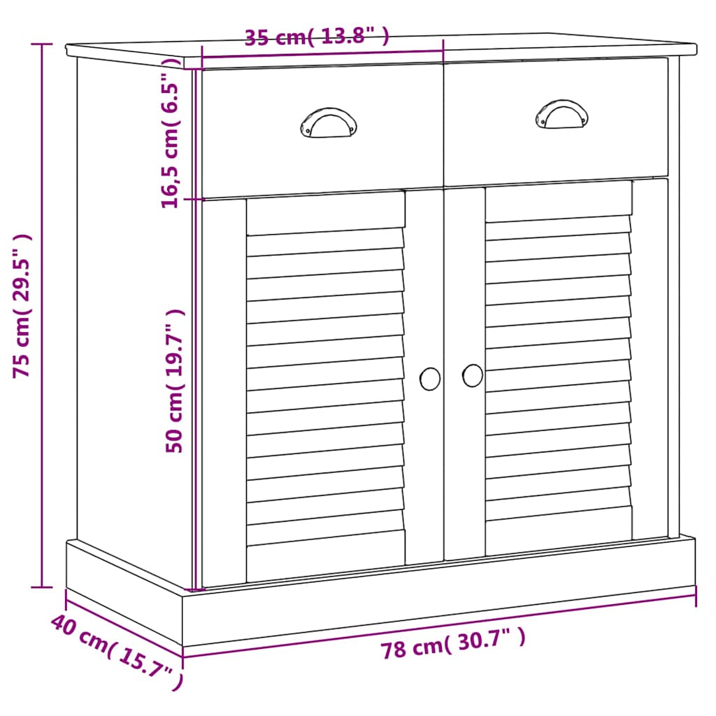 Komoda s ladicama VIGO 78 x 40 x 75 cm od masivne borovine