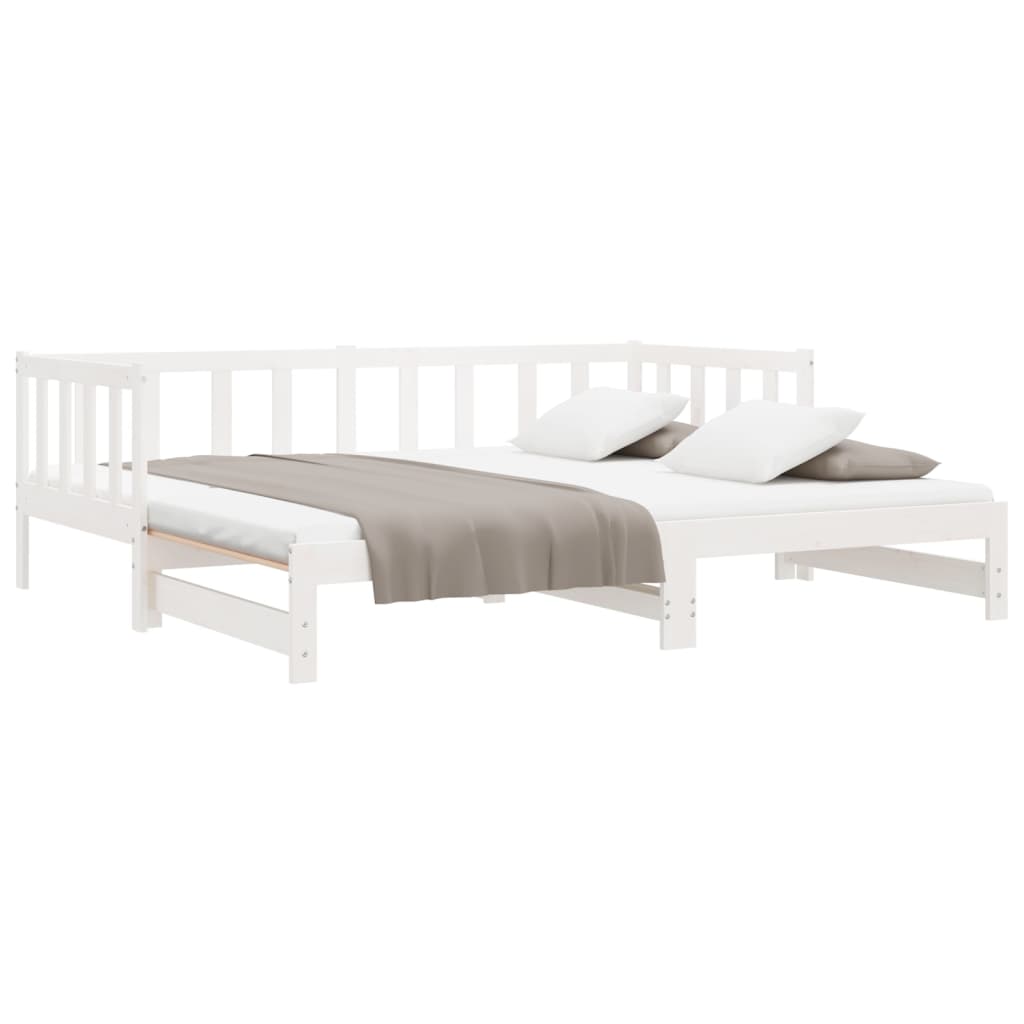 Dnevni ležaj na izvlačenje bijeli 2x(90x200)cm masivna borovina