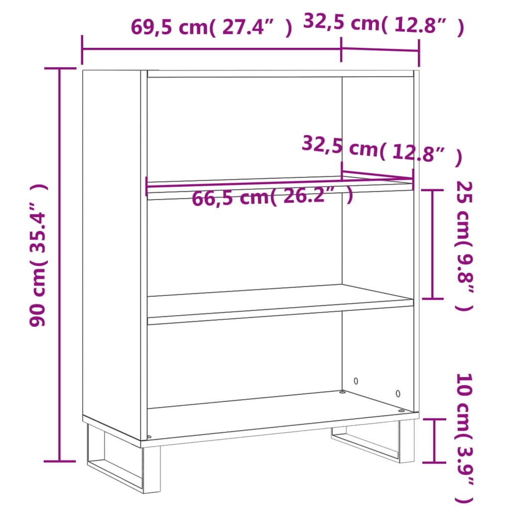 Ormarić s policama boja betona 69,5x32,5x90cm konstruirano drvo