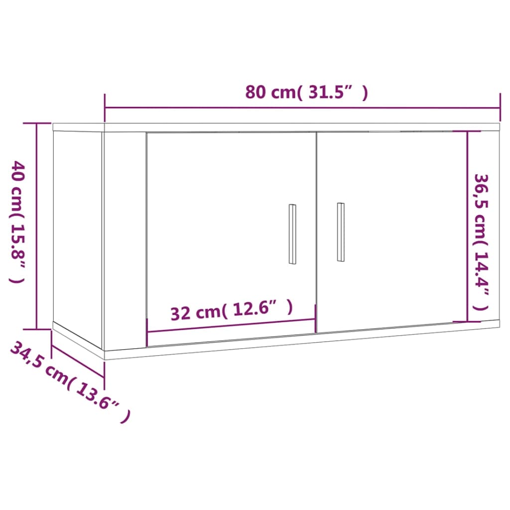 Zidni TV ormarići 2 kom siva boja betona 80x34,5x40 cm
