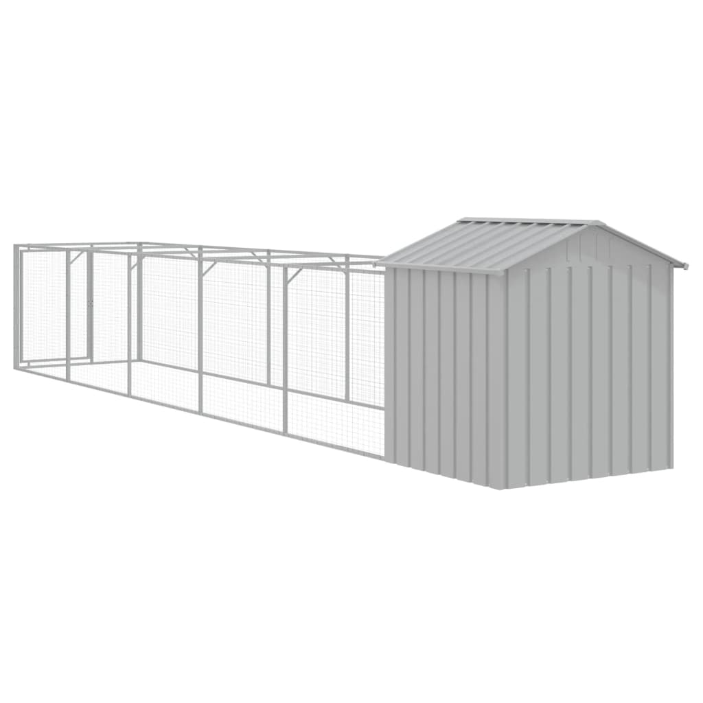Kućica za pse s krovom svjetlosiva 117 x 609 x 123 cm čelična