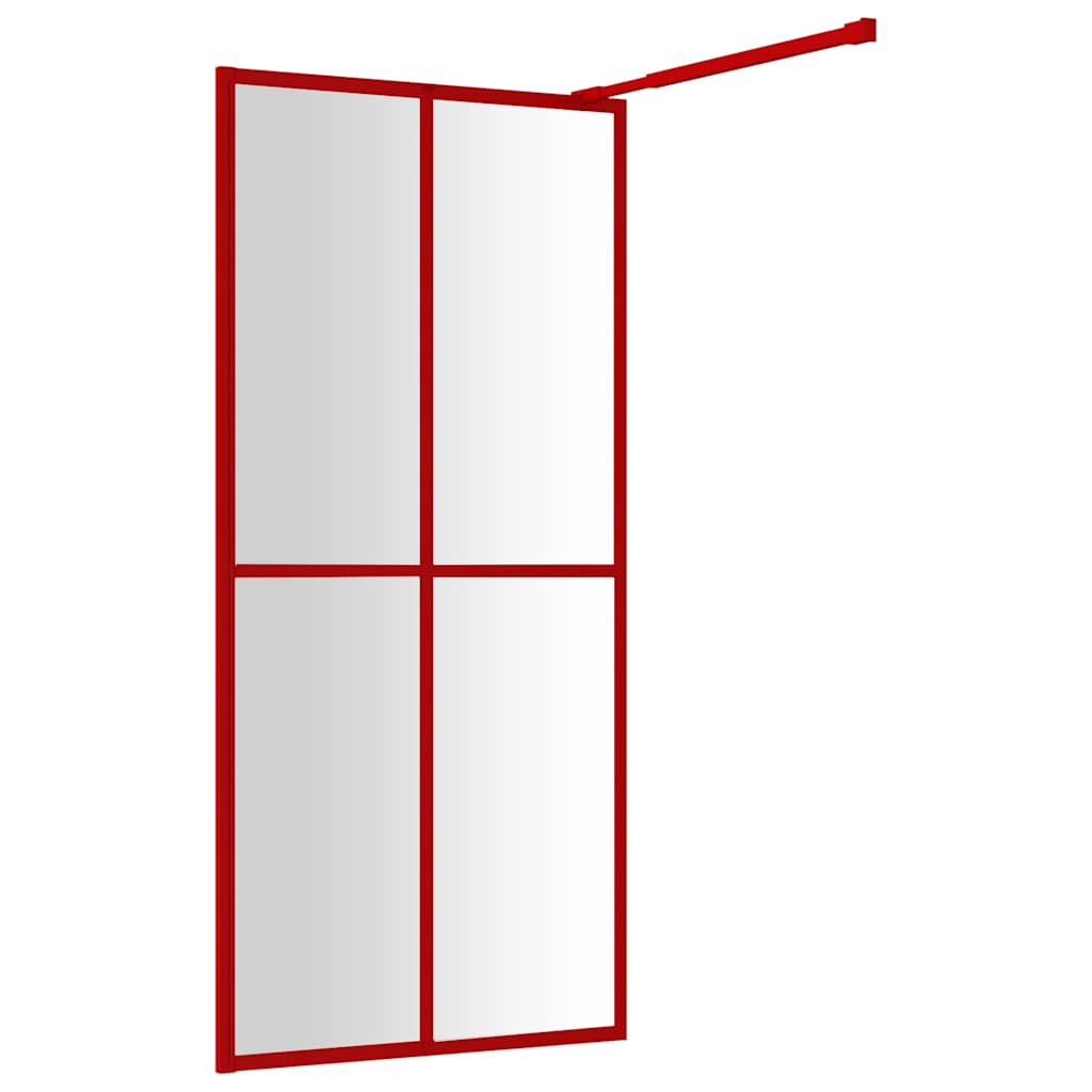 Stijenka za walk-in tuš sa staklom ESG crvena 100 x 195 cm