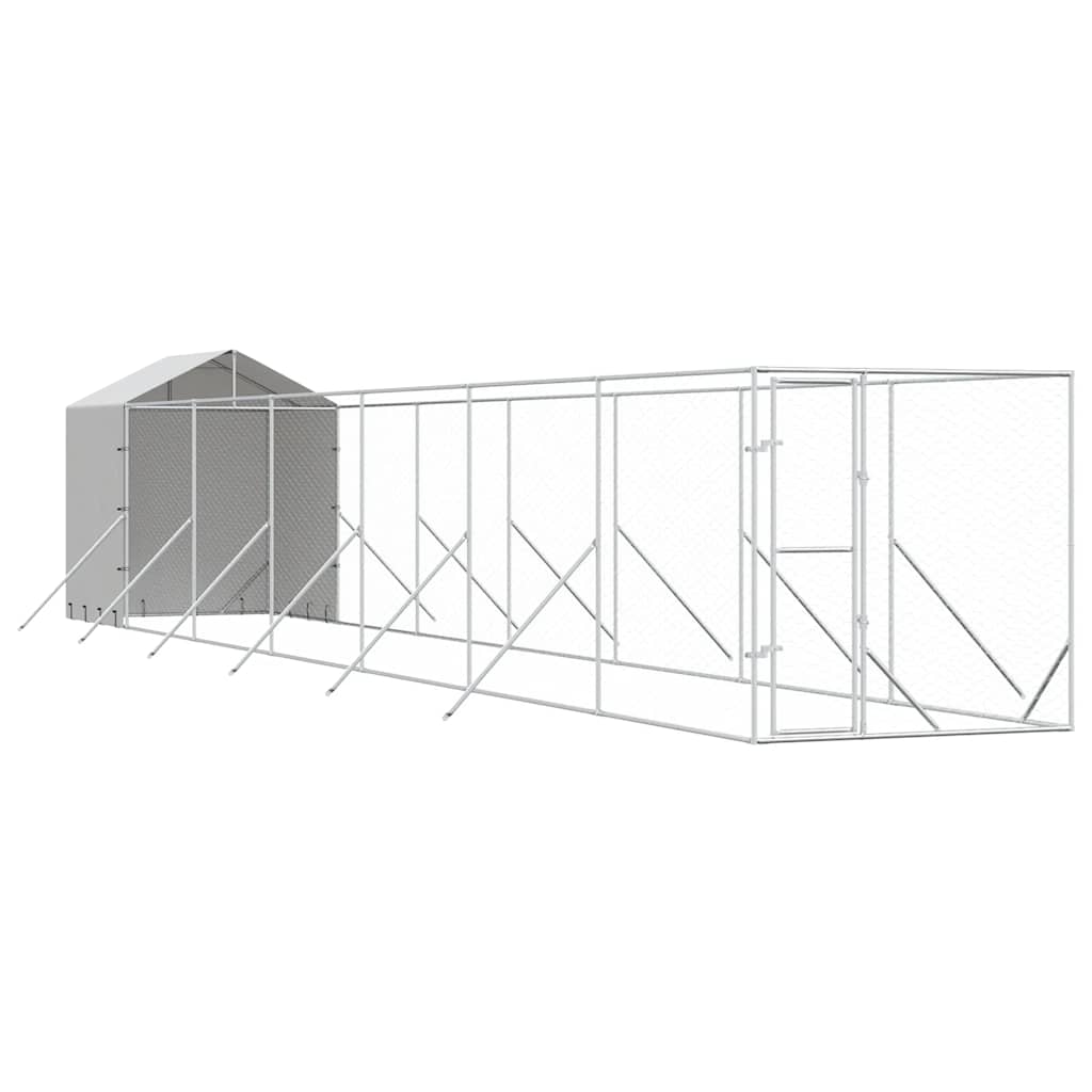 Vanjski kavez za pse s krovom srebrni 2x14x2,5m pocinčani čelik