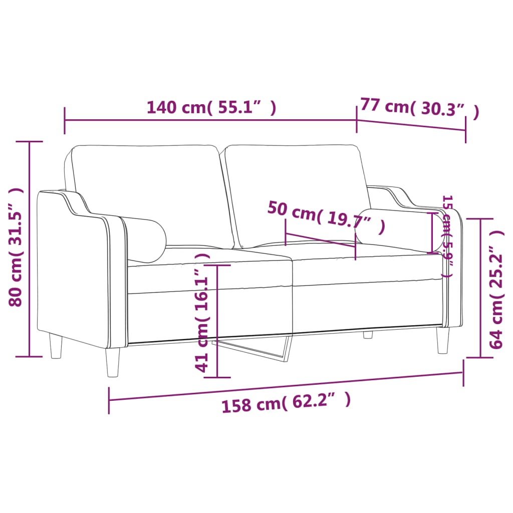 Dvosjed s ukrasnim jastucima krem 140 cm od tkanine