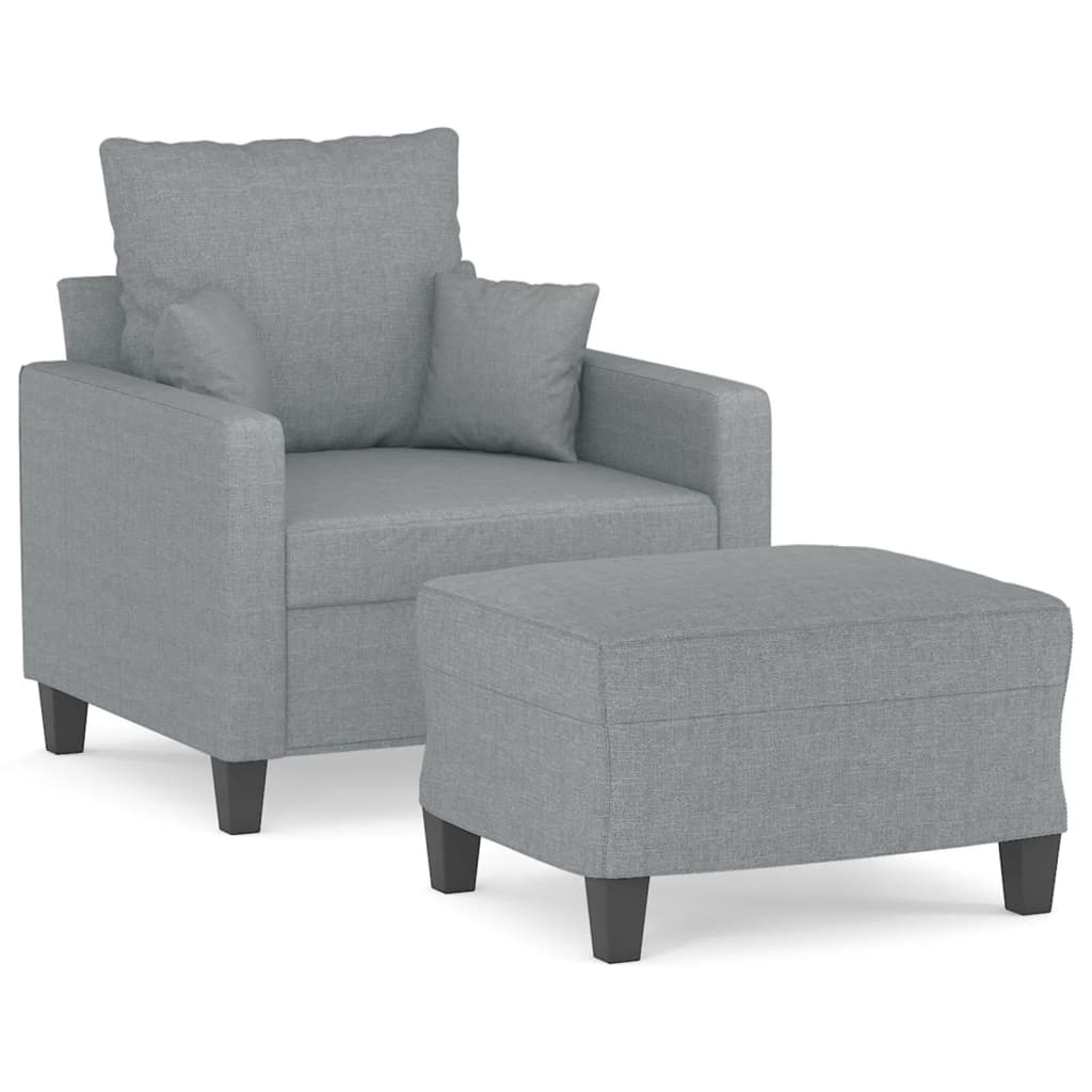 Fotelja s tabureom svjetlosiva 60 cm od tkanine