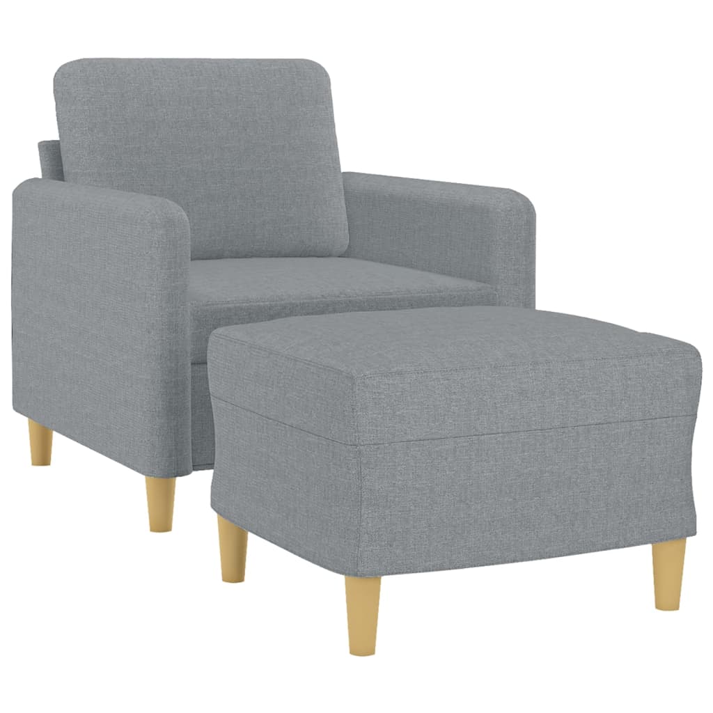 Fotelja s tabureom svjetlosiva 60 cm od tkanine