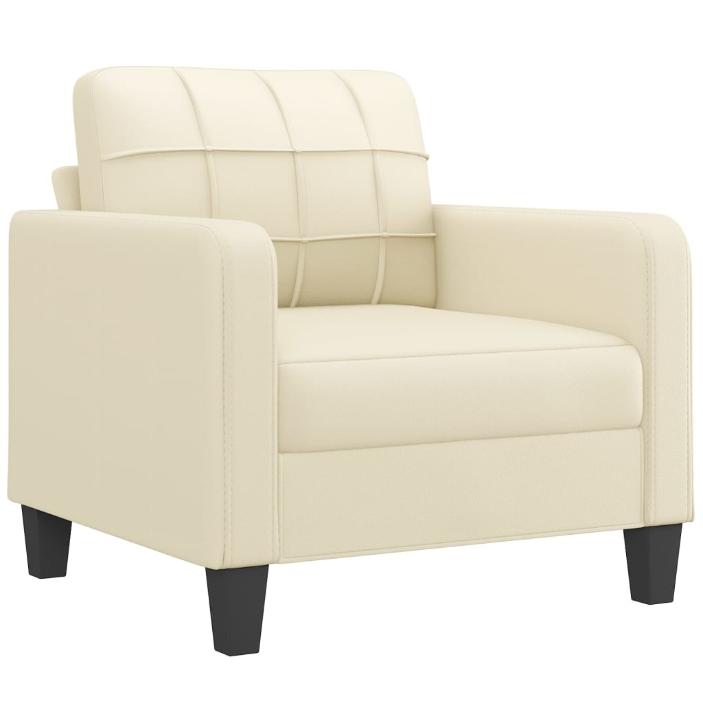 3-dijelni set sofa s jastucima krem od umjetne kože Krema