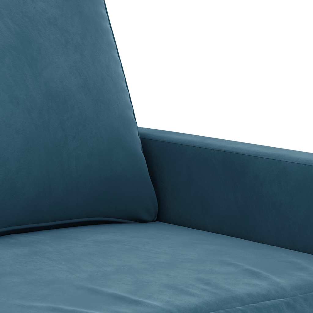 2-dijelni set sofa s jastucima plavi baršunasti Plava