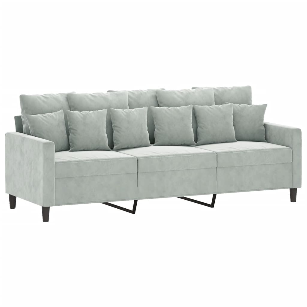 2-dijelni set sofa s jastucima svjetlosivi baršunasti Siva
