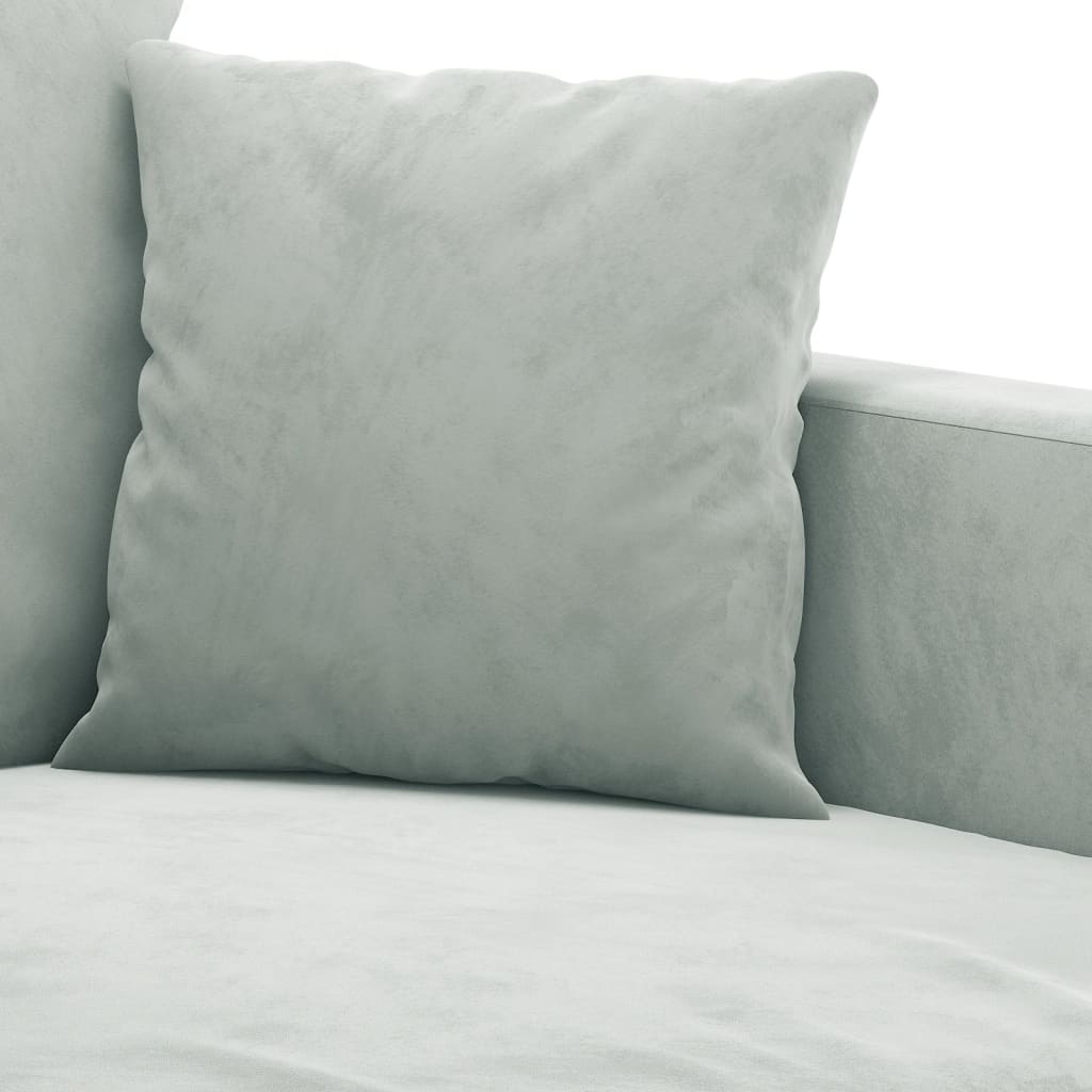 2-dijelni set sofa s jastucima svjetlosivi baršunasti Siva