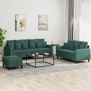 3-dijelni set sofa s jastucima tamnozeleni baršunasti Zelena