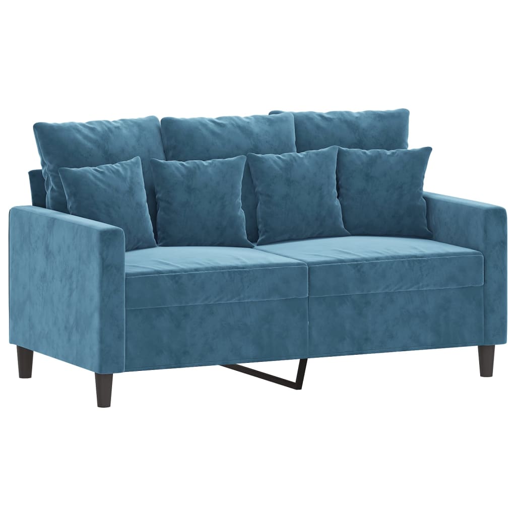 3-dijelni set sofa s jastucima plavi baršunasti Plava