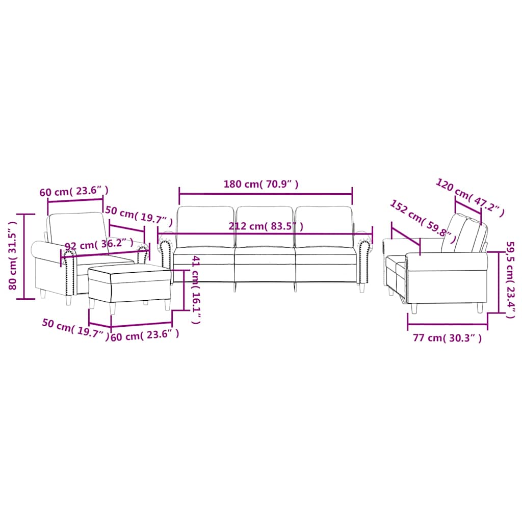 4-dijelni set sofa s jastucima smeđi baršunasti Smeđa