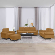 4-dijelni set sofa s jastucima smeđi baršunasti Smeđa
