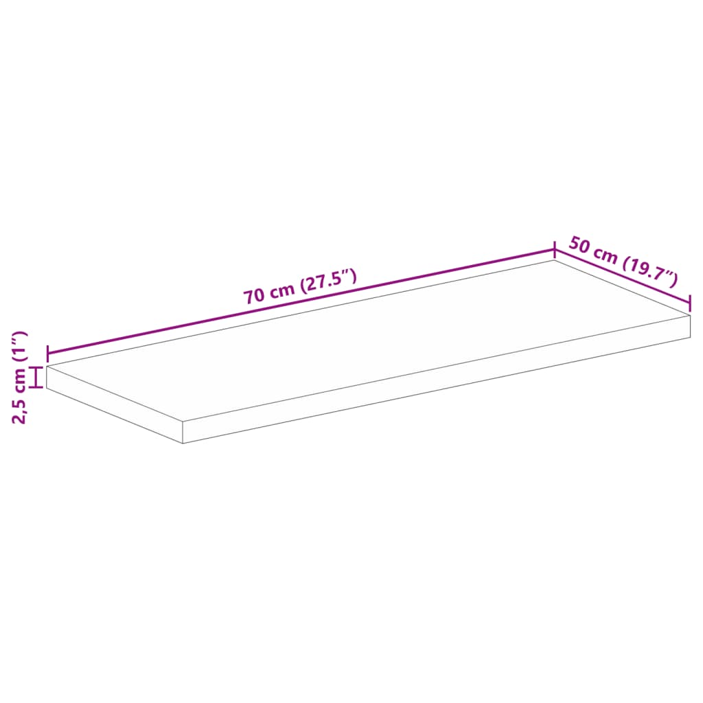 Stolna ploča 70x50x2,5 cm pravokutna od masivnog drva bagrema