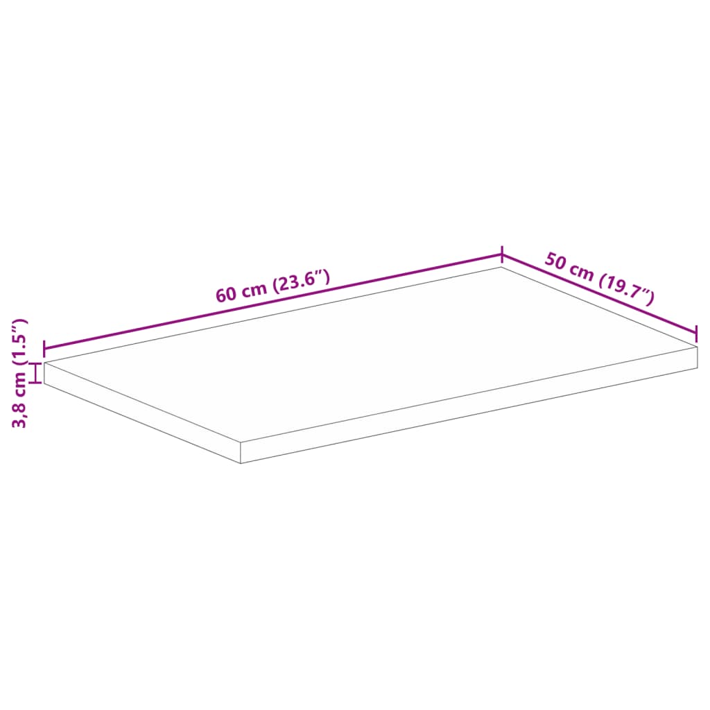 Stolna ploča 60x50x3,8 cm pravokutna od masivnog drva bagrema