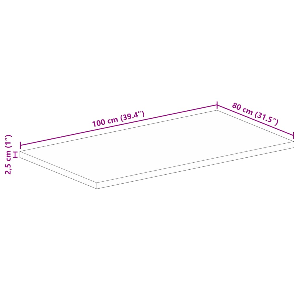 Stolna ploča 100x80x2,5 cm pravokutna masivno obnovljeno drvo