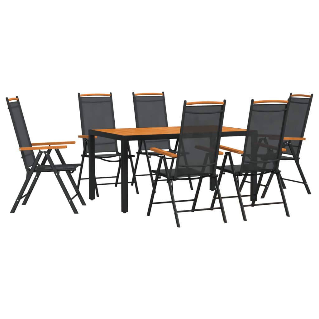 7-dijelni vrtni blagovaonski set crno-smeđi aluminijski