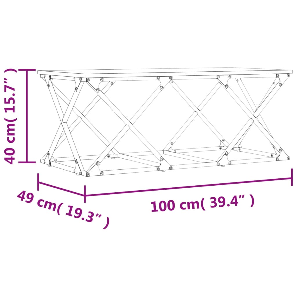Stolić za kavu smeđa boja hrasta 100x49x40 cm konstruirano drvo