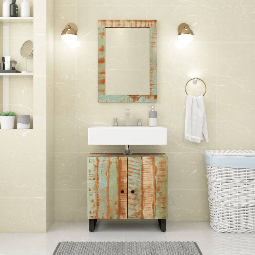 2-dijelni set kupaonskog namještaja masivno obnovljeno drvo