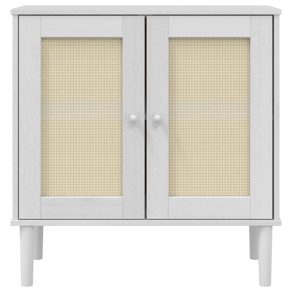 Komoda SENJA bijela izgled ratana 80x35x80 cm masivna borovina