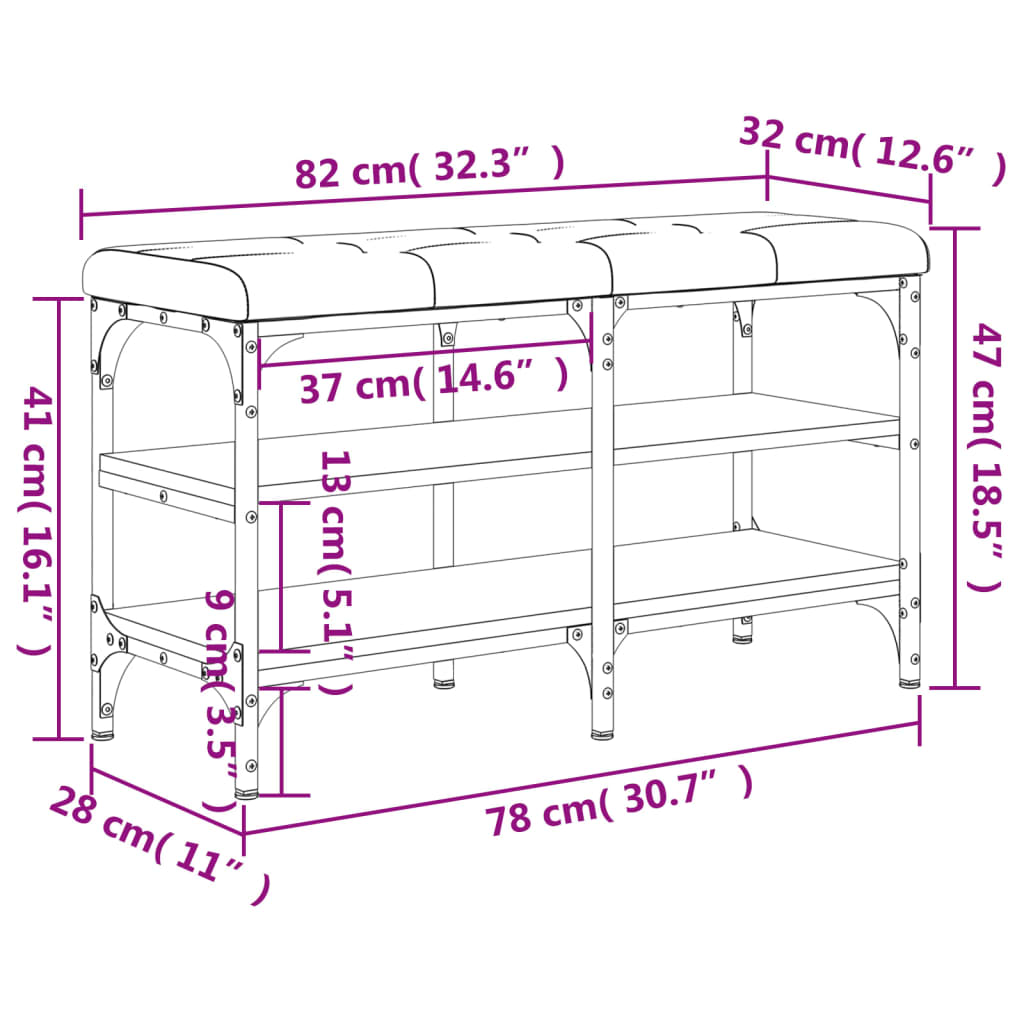 Klupa za cipele smeđa boja hrasta 82x32x47 cm konstruirano drvo