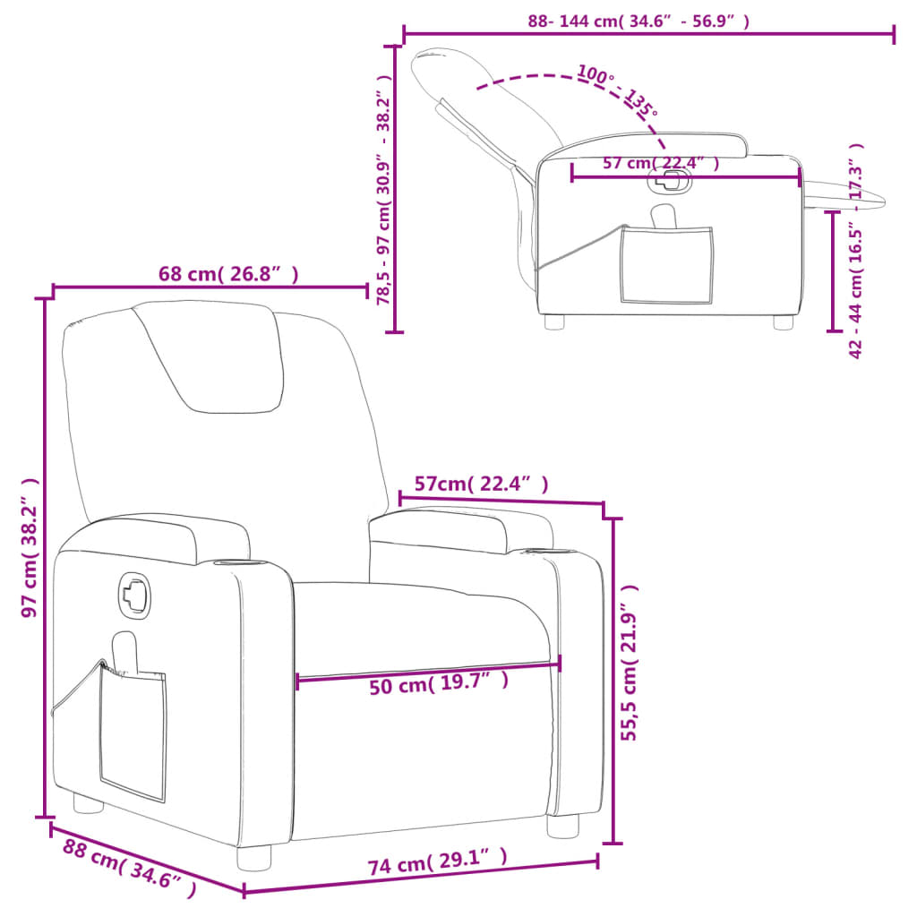 Masažna fotelja za odmor, siva, umjetna koža