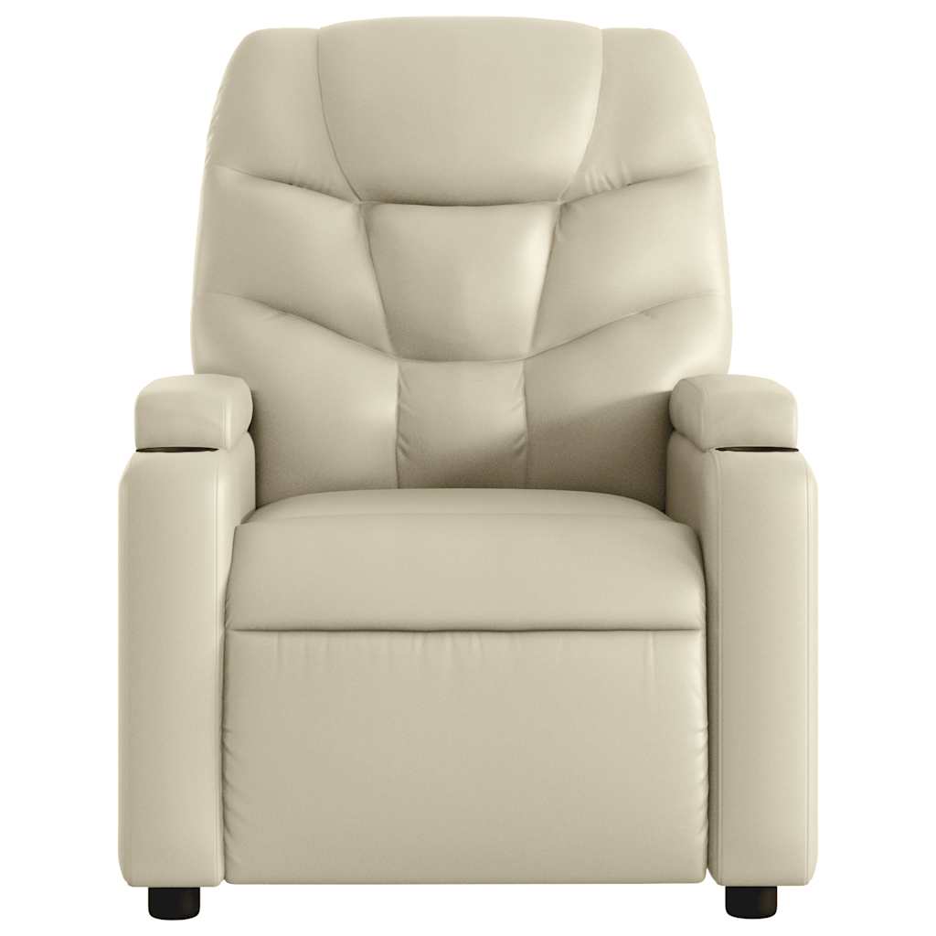 Masažna fotelja za odmor, krem, umjetna koža