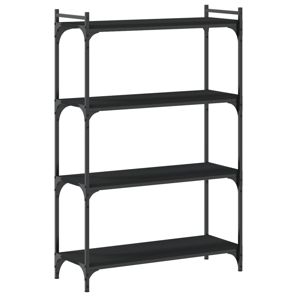 Regal za knjige s 4 razine crni 80x30x120 cm konstruirano drvo