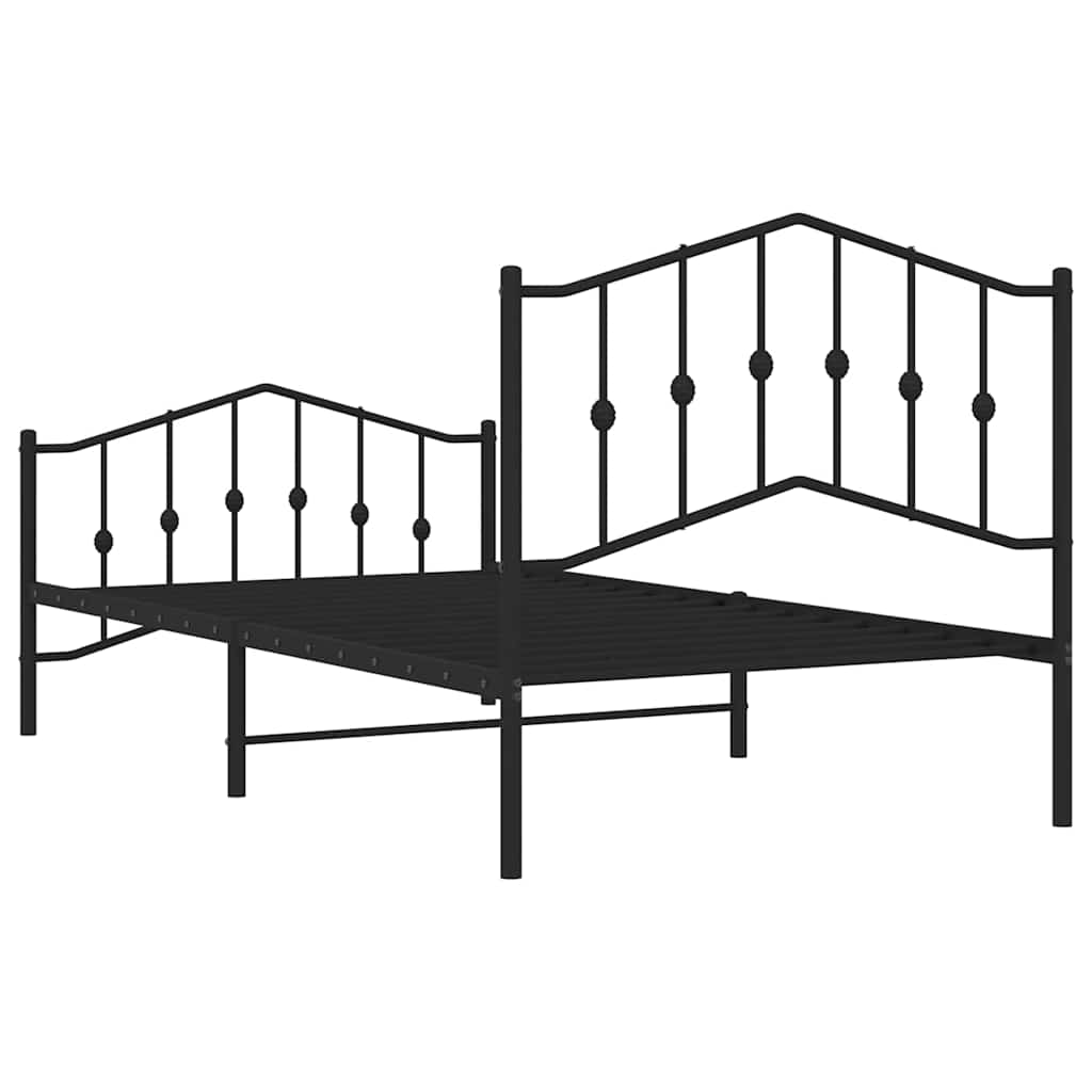 Metalni okvir kreveta s uzglavljem i podnožjem crni 100x190 cm